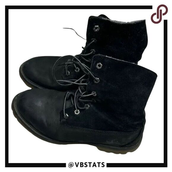 Timberland‎ Womens Boots Size 9.5 M Black Leather Suede Sherpa Lined 3824R - Picture 1 of 8